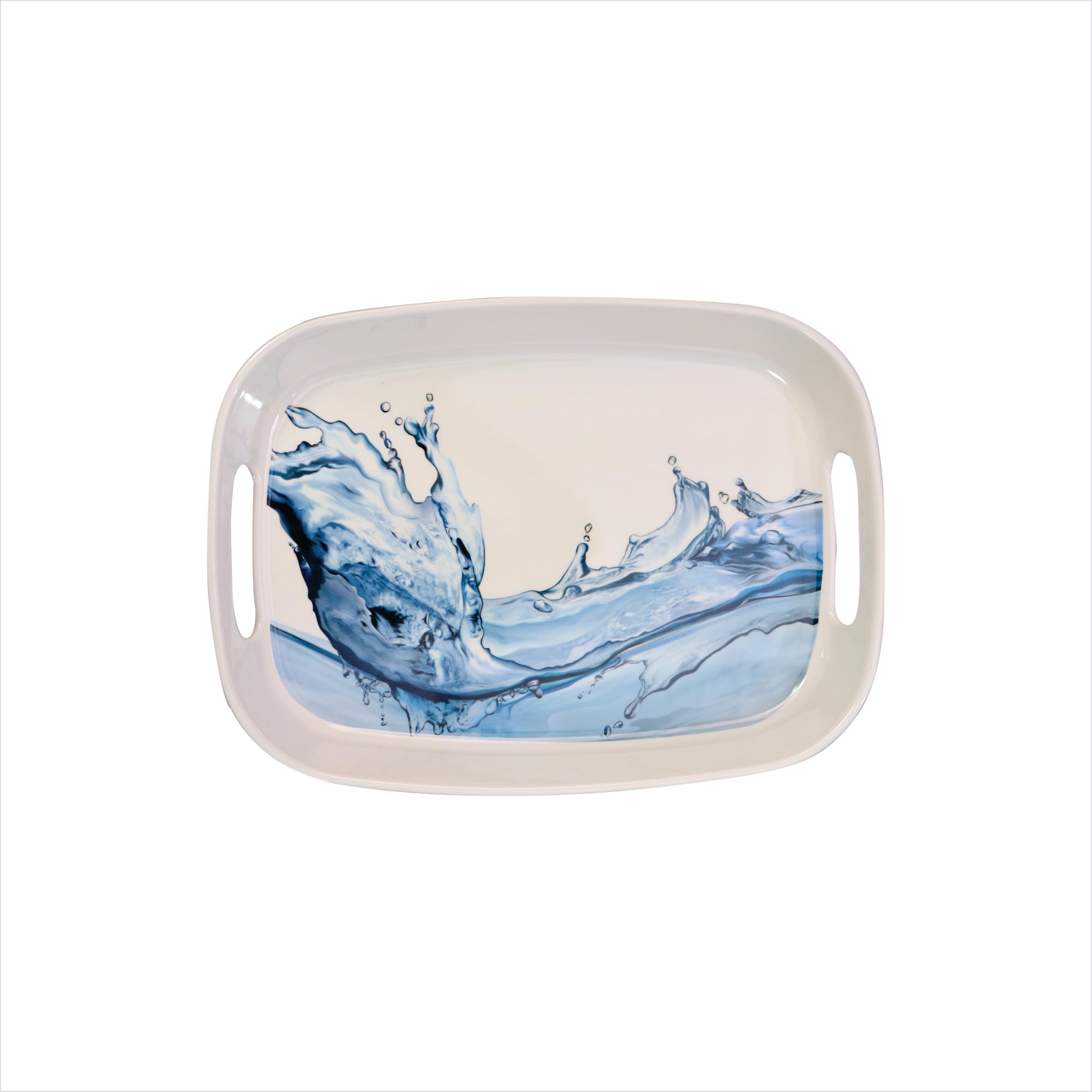 Stehlen 100% Pure Melamine Handy Tray, Dishwasher Safe, Heat Resistant Upto 140 Degrees, Break Resistant, FDA Approved, Elegant, Durable, and Versatile for Every Occasion - Blue Splash (B0CVCKXZ2M) Amazon Price History, Amazon Price Tracker