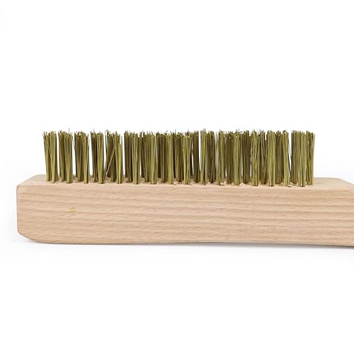 Miniatura 5 de MAXMAN Cepillo de latón, juego de 2 cepillos de alambre de latón resistente, cepillo de metal, cepillos de alambre para limpiar el óxido con mango