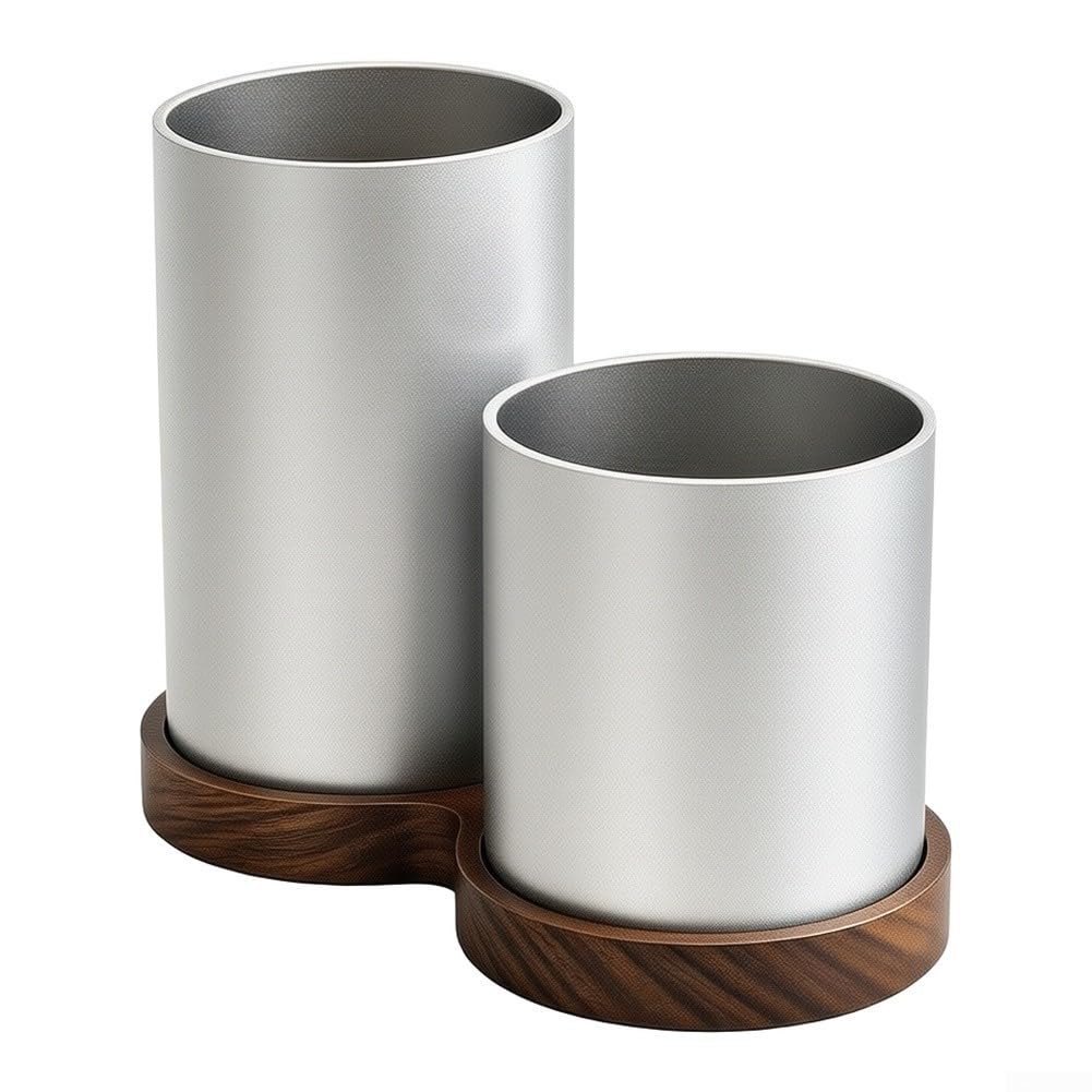 Portautensilios Cocina Estable para madera 19.5cm para dorado(Argent)