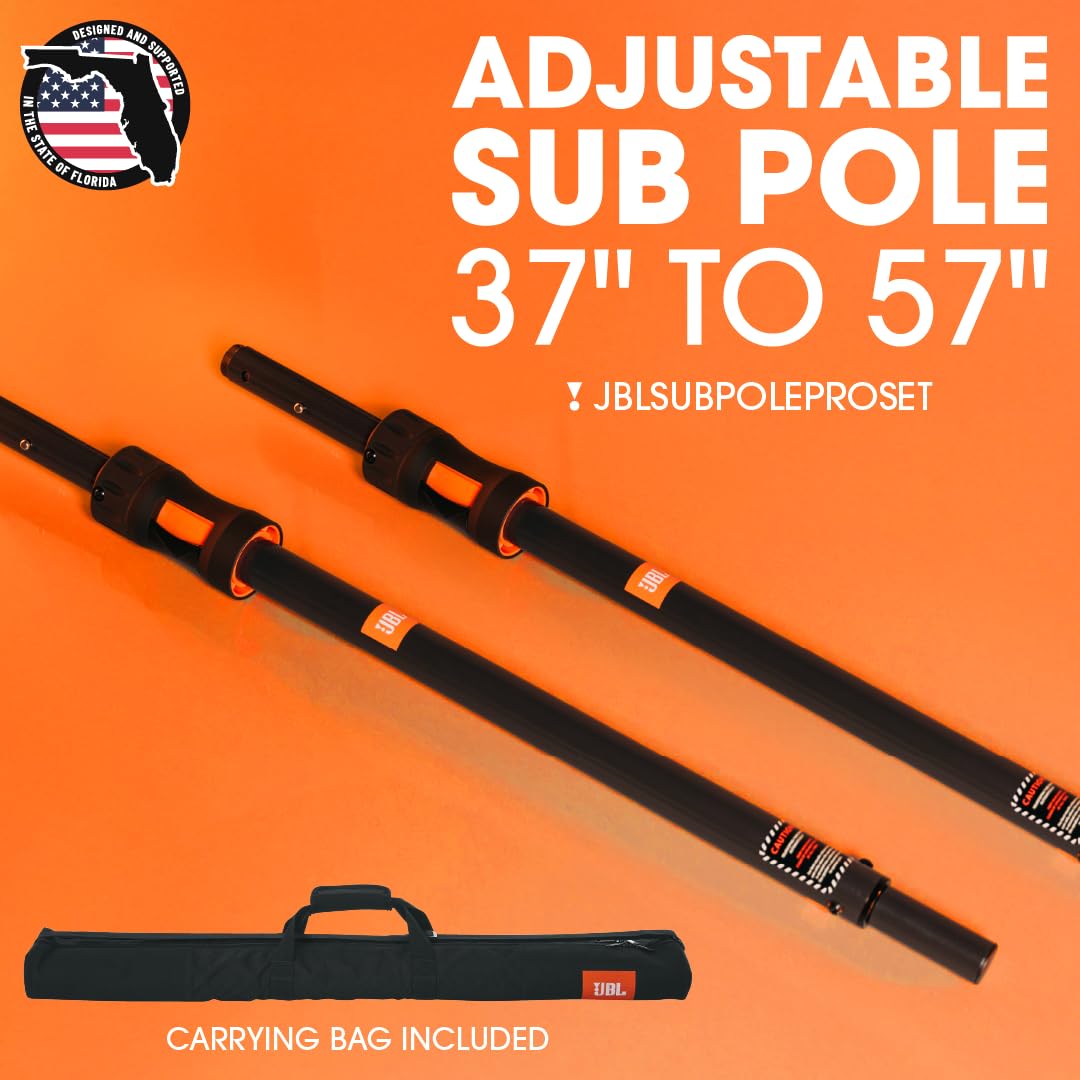 JBL Bolsas Deluxe Sub Pole con Ajuste automático de Altura asistido por pistón; par de (2) con Bolsa de Transporte (JBLSUBPOLEPROSET)