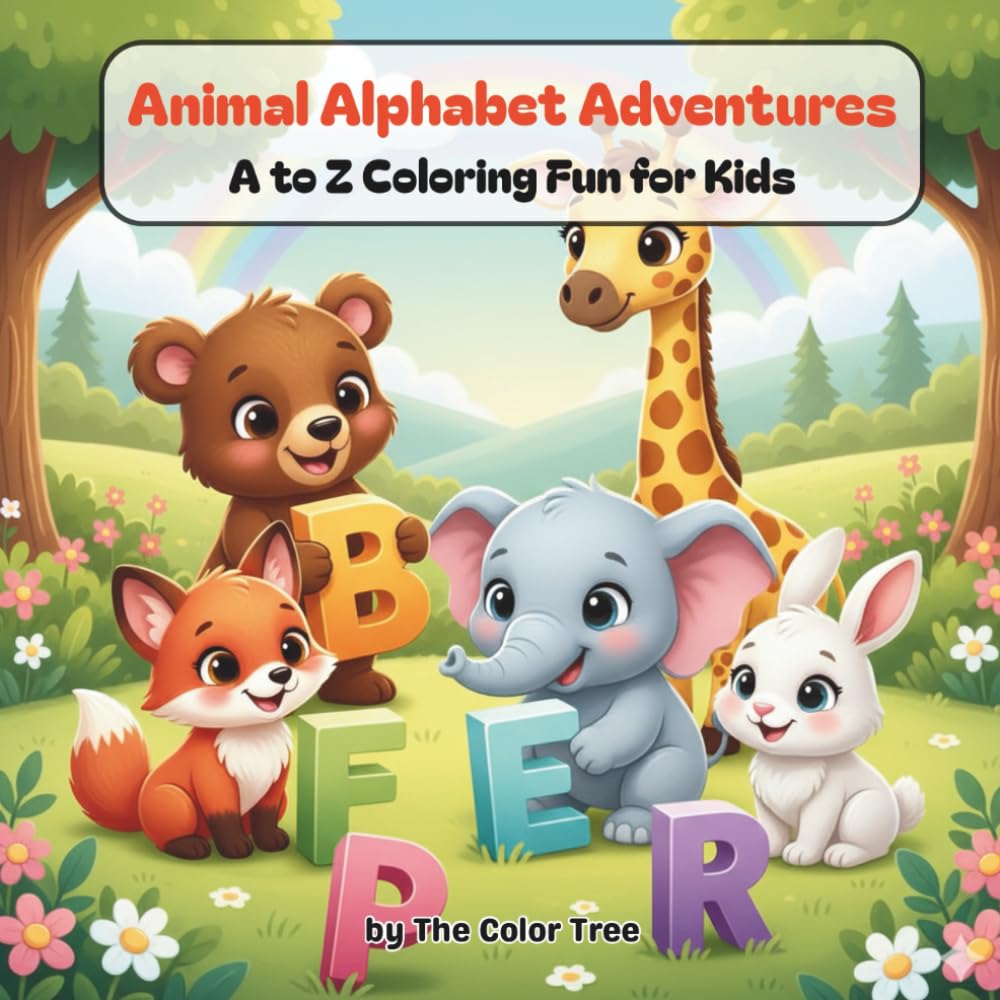 Animal Alphabet Adventures: A to Z Coloring Fun for Kids: Easy and Bold Animal Coloring Book for Toddlers and Preschoolers with Traceable Letters & Educational Fun