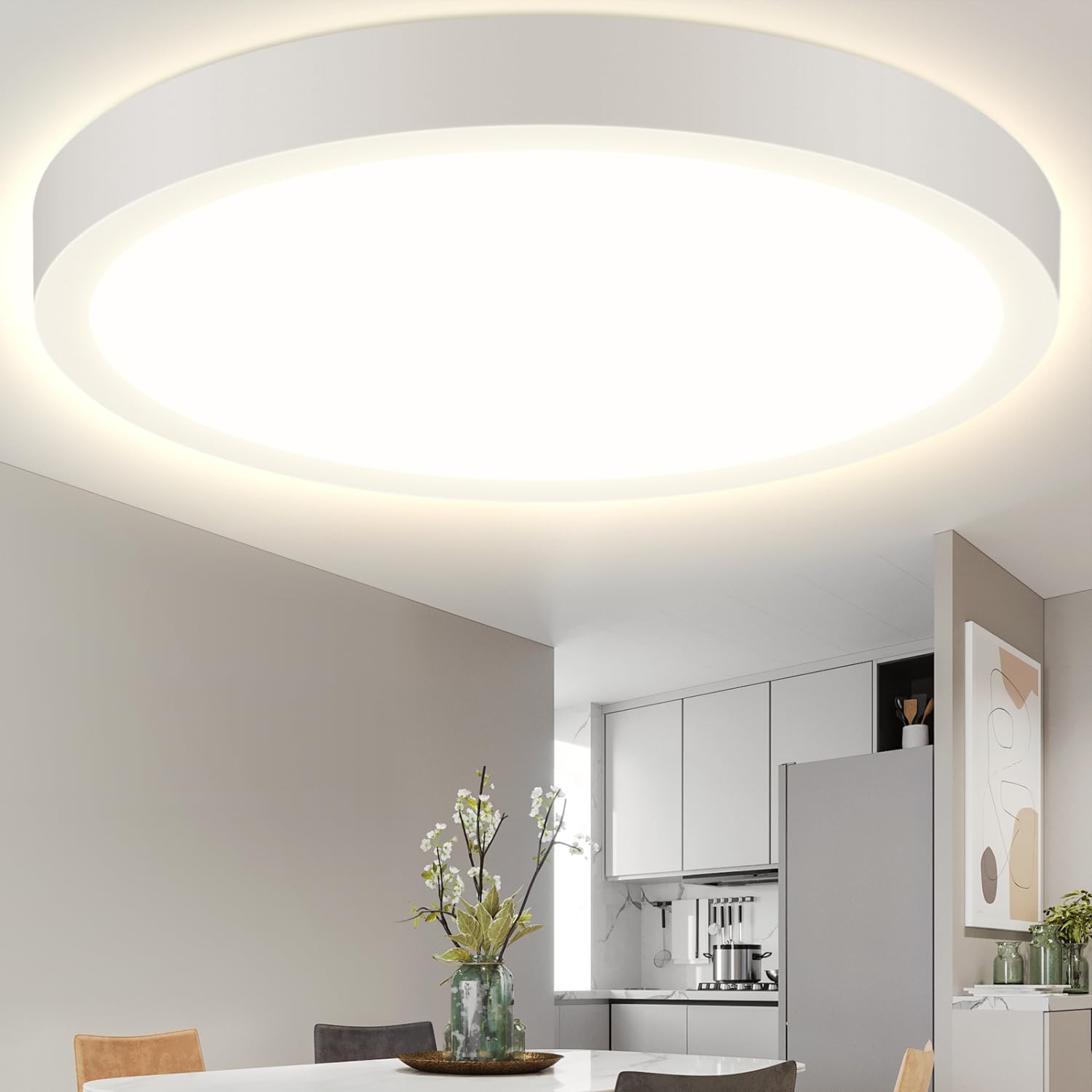 Aigostar Lampara de Techo LED 24W Ø289mm Plafon LED Techo 2700LM Luz natural 4000K para Sala de Estar，Dormitorio，Cocina ，Pasillo，Balcón