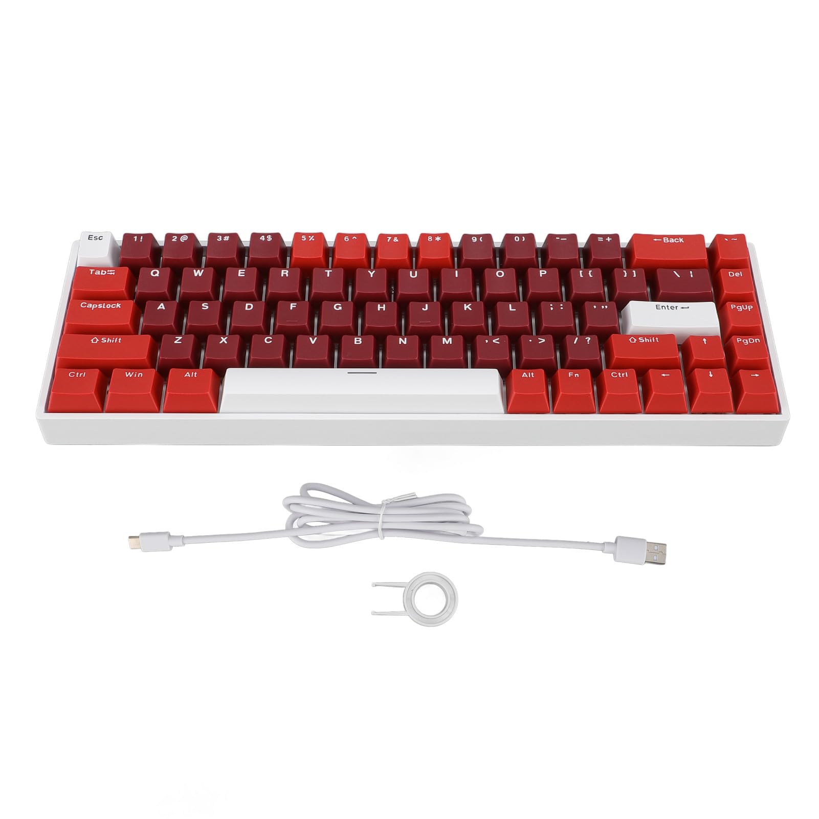 Bewinner Teclado Mecánico con Cable de 68 Teclas, Teclado Mecánico para Juegos Retroiluminado RGB con Interruptor Rojo, Ergonómico para Computadora con Puerto USB, Cable Tipo C, Múltiples