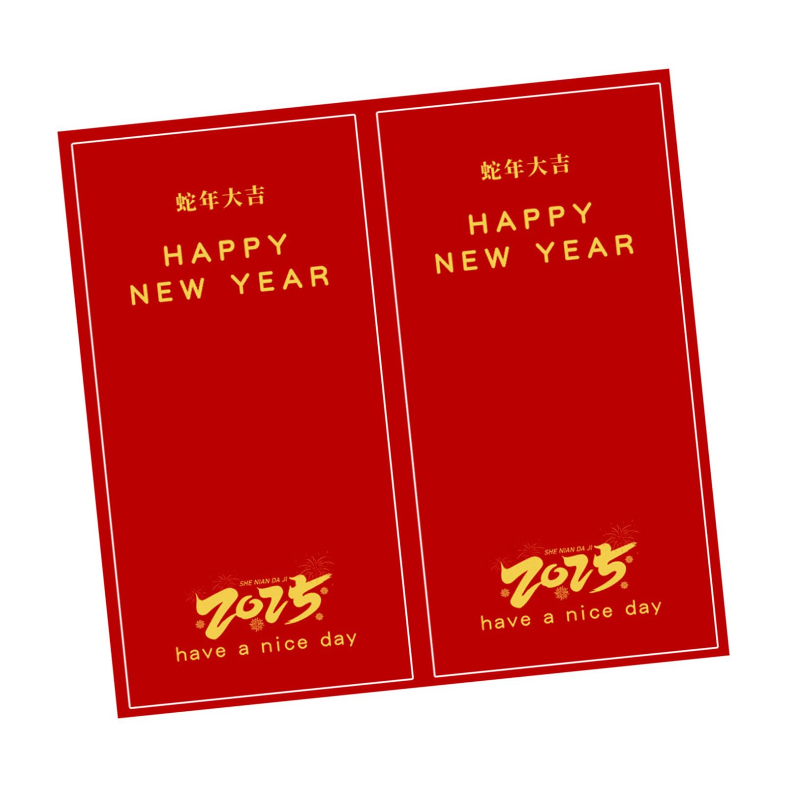 Jazuaiao 50Pcs Happy New Year Labels 2x4Inch Self-Adhesive Wrapping Labels Retangular Sealing Sticker for Packaging Box Sealing Paper Sticker