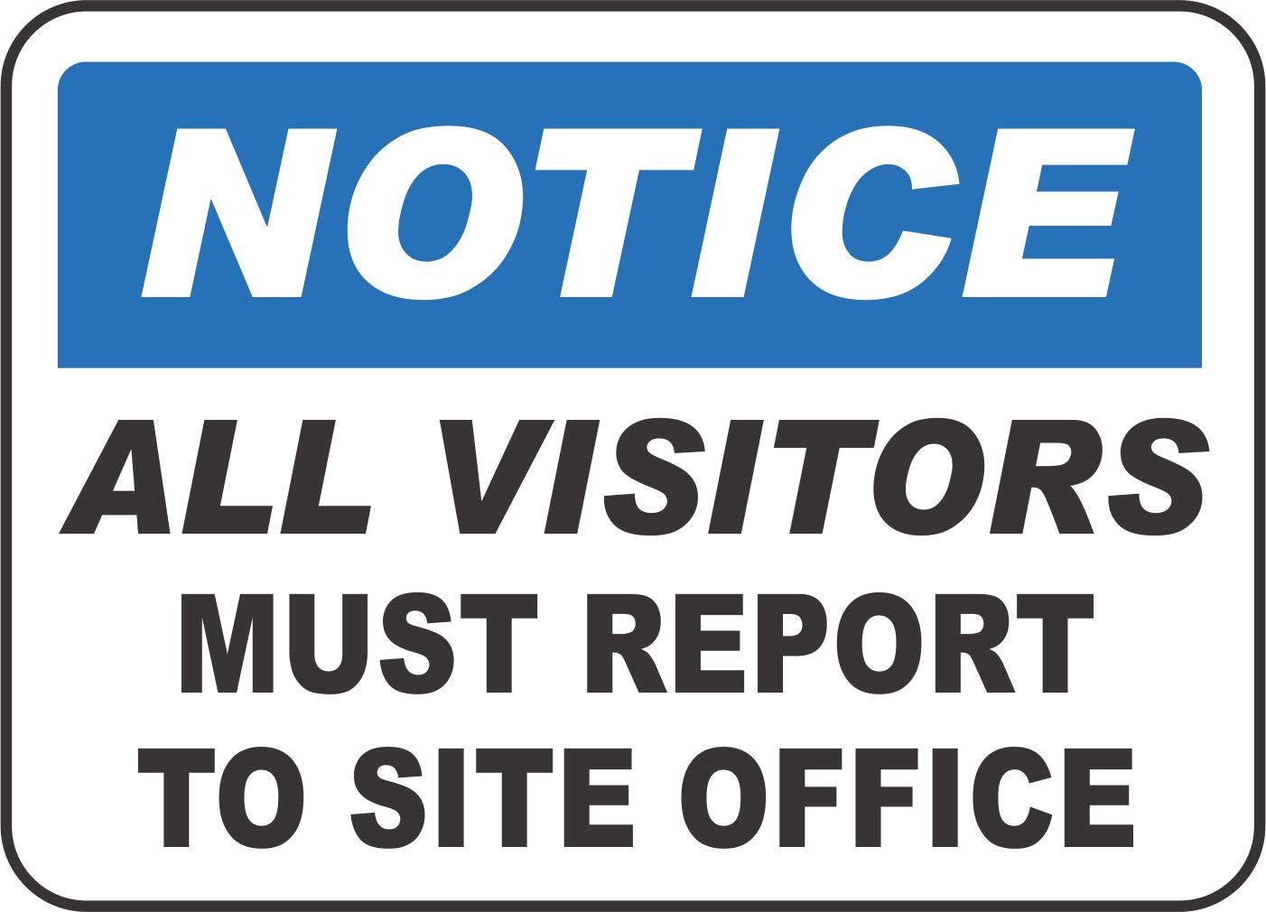 INDIGOS UG - Pegatinas - Seguridad - Advertencia - All Visitors Report Site Office Sign 254mmx177mm - Oficina - Empresa - Escuela