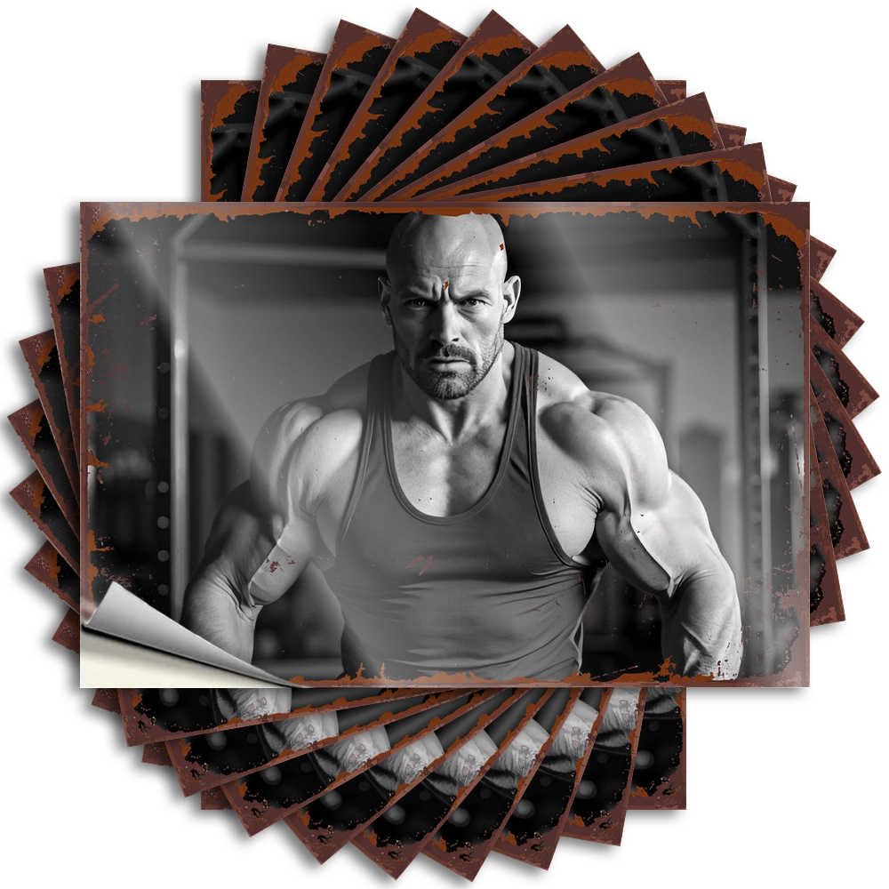 Saying Men Stuff Custom Stickers, Helmet Waterproof Muscular Man in Gym Tank Top: Strength and Fitness Motivation for Hydro Flask | Smiley Face Vinyl Decals for Tiki Holiday Gift(8X12CM)