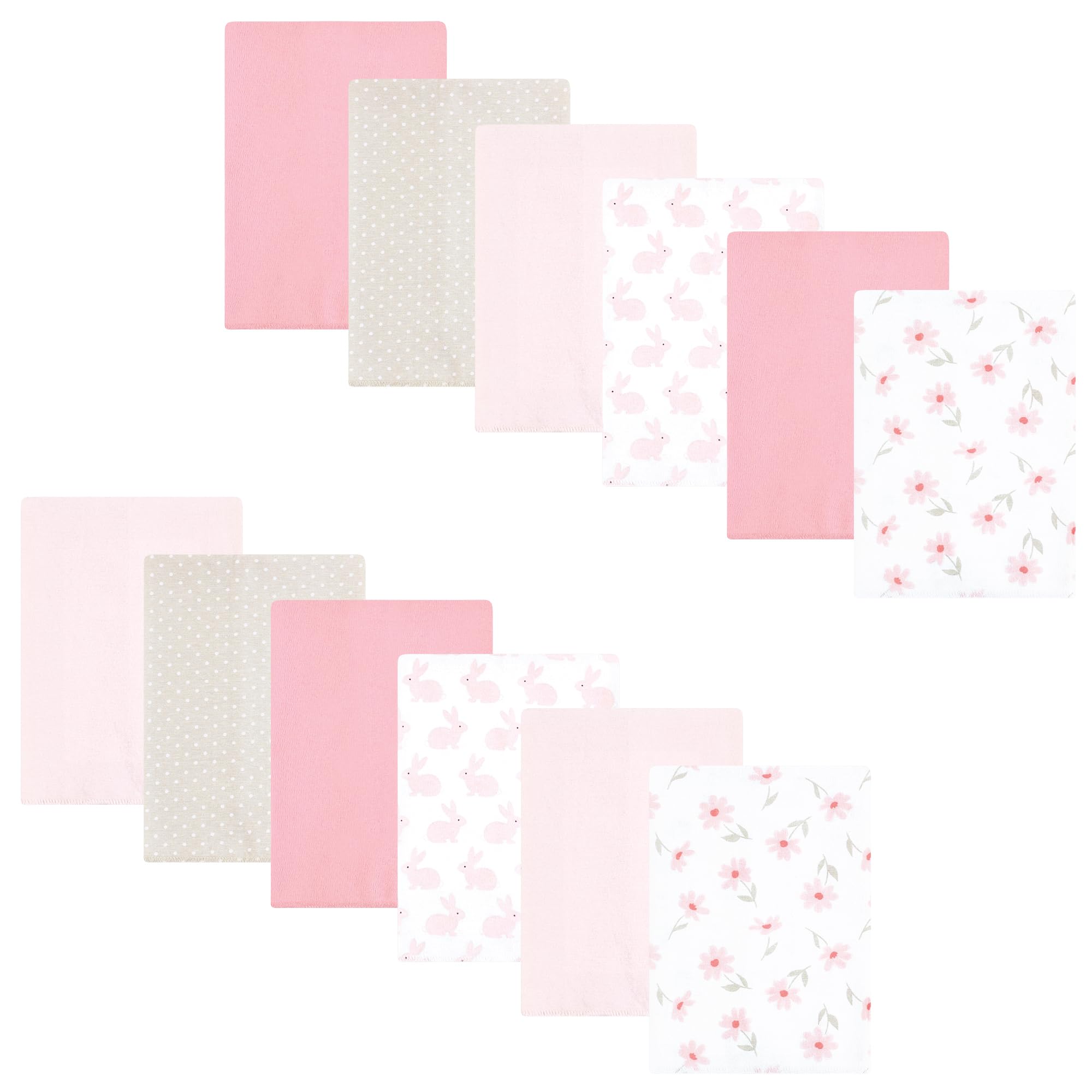 Hudson Baby Tela de urdimbre de franela para bebé unisex, 12 unidades, conejo miel rosa, talla única