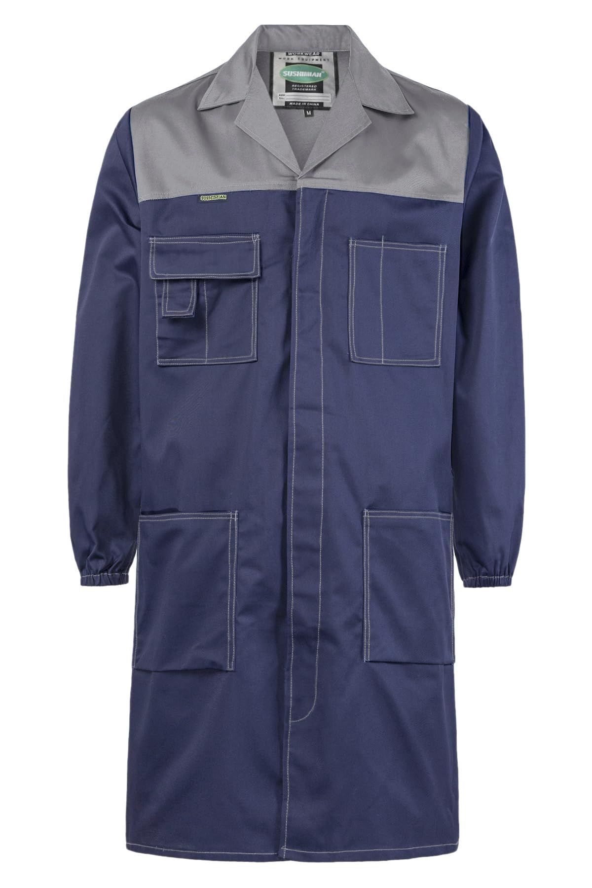 Bata de Laboratorio Hombre Chaqueta de Trabajo Multibolsillos Médico Adulto