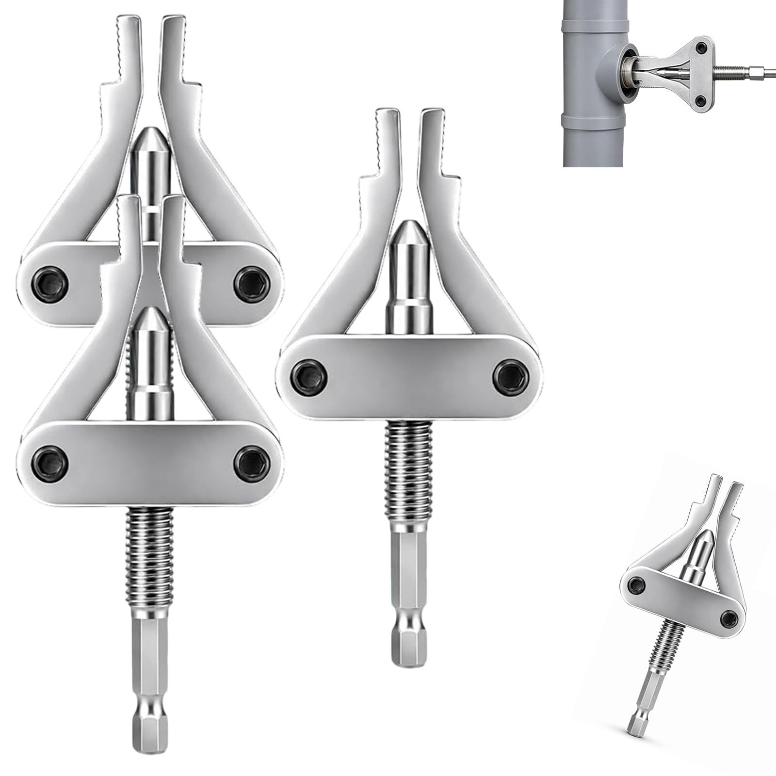 Broken Pipe Extractor Tool, Damaged Screw Bolt Thread Valve Remover Tool for 1/2" 3/4" 1" Pipes, Broken Faucet Removal Tool, Effortless Broken Pipe Removal Home Repairs，3pcs