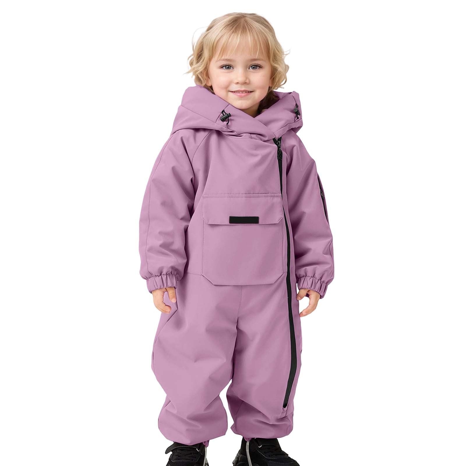 Generisch Schneeanzug Baby Strampler Winter Warm Ski Anzug Kind Schnee Fleece Jacke Wasserdicht Jumpsuit Pelzkragen mit Kapuze Winddicht Snowsuit Outfits für Mädchen Jungen Schneeoverall