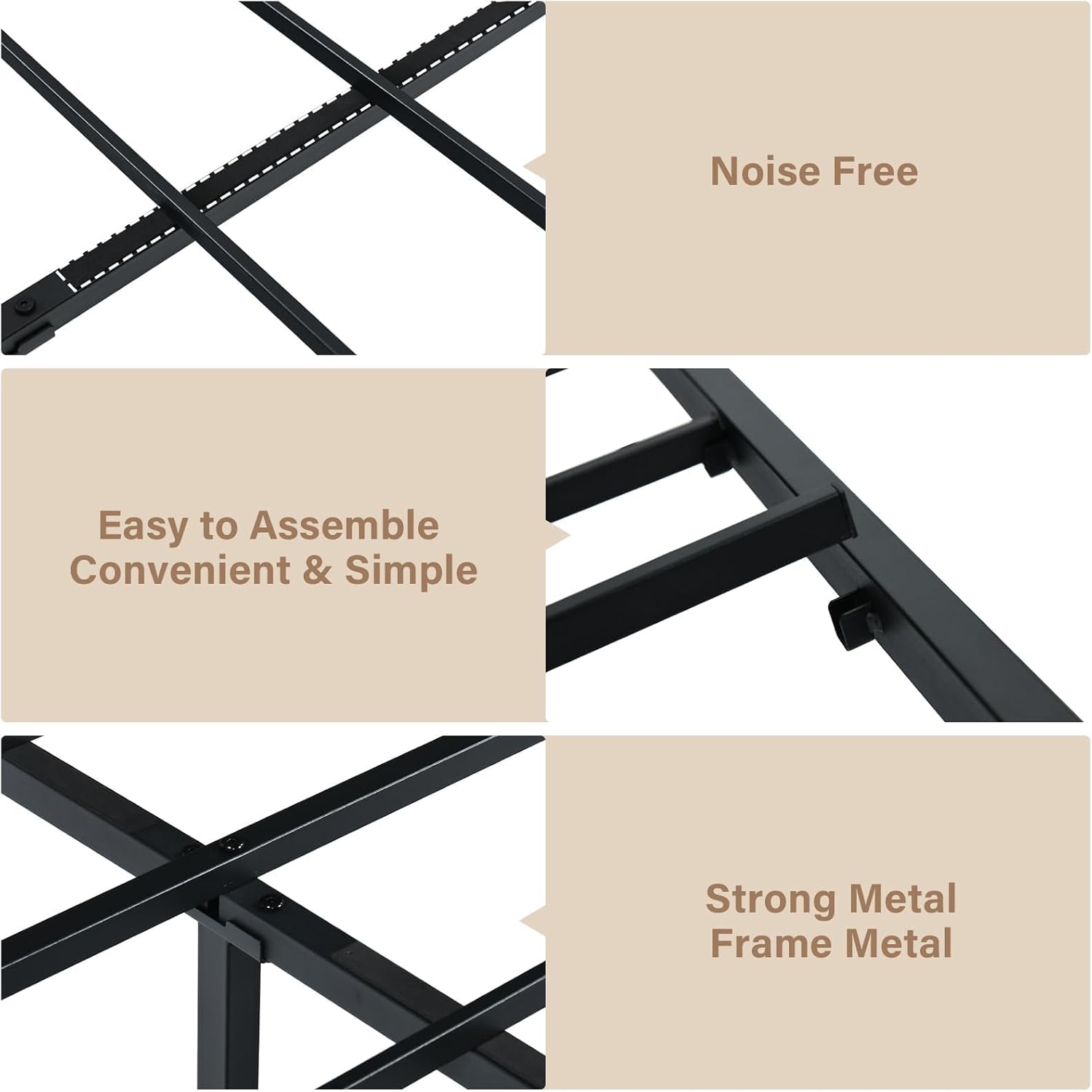 Queen Bed Frame with Headboard, Industrial Style Bed Frame Queen Size, Queen Size Bed Frame with Wooden Footboard, No Box Spring Needed, Noise-Free, Easy Assembly, Wash Grey