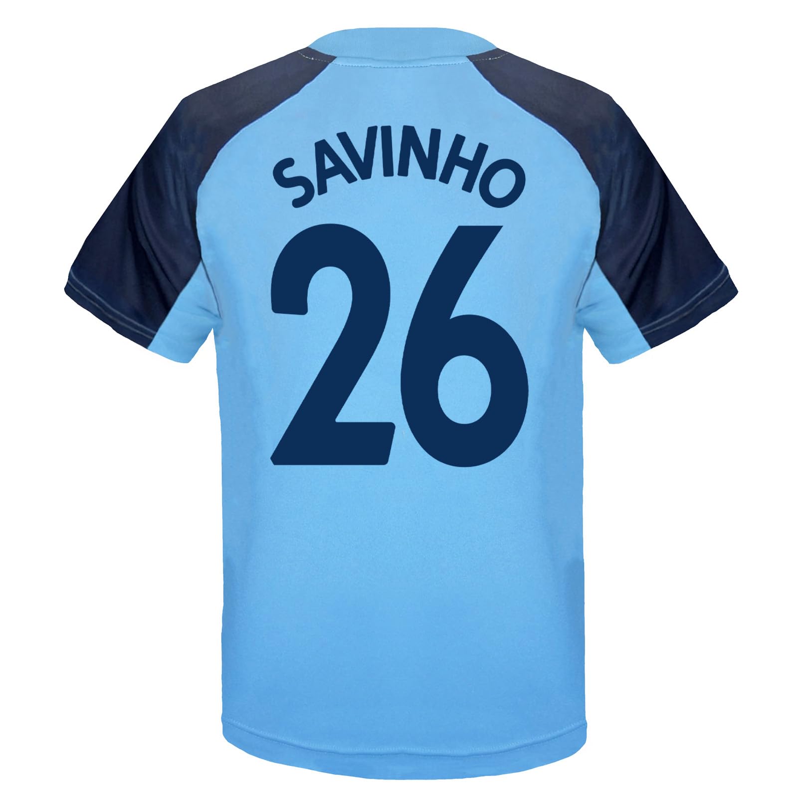 MANCHESTER CITY FC Boys Savinho 26 Poly T-Shirt Sky Blue 12-13 Years