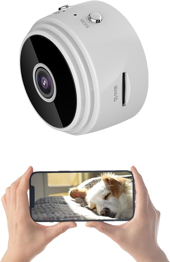 Cámaras de Vigilancia y Seguridad A9, Mini Cámara HD 1080P para el Hogar con Cubierta Trasera Magnética, Cámara Interior Compacta para el Patio de la Oficina en el Hogar (Blanco)