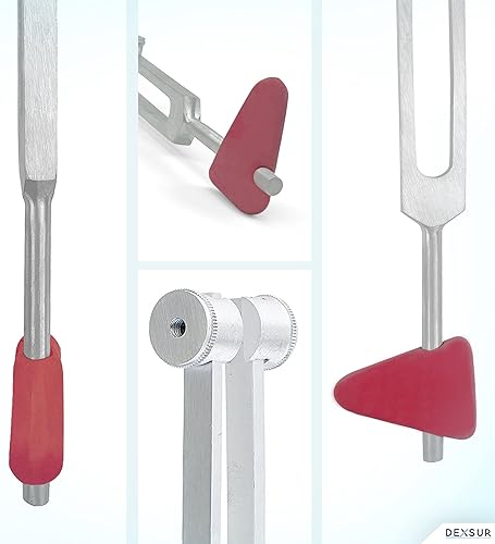 Miniatura 6 de DEXSUR Aleación de aluminio combinada de la horquilla del ajuste del martillo del reflejo del grado médico, uno 2 en 1, 256 herzios que sintoniza la