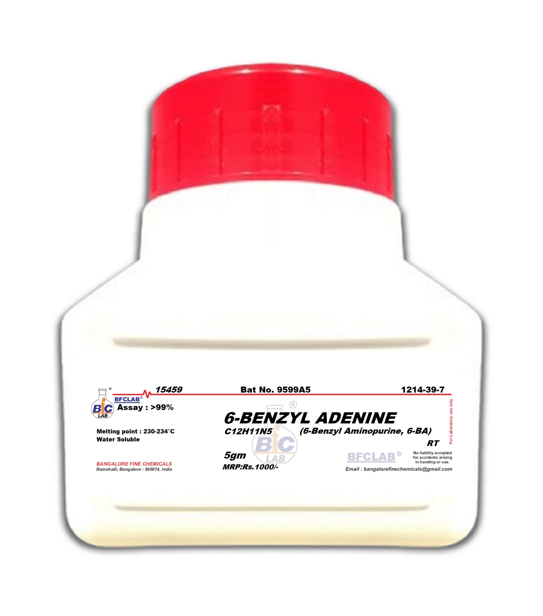 BFCLAB 6-Benzyl Adenine - 5Gm (6-Ba, 6-Benzyl Aminopurine, N6-Benzyladenine) ...