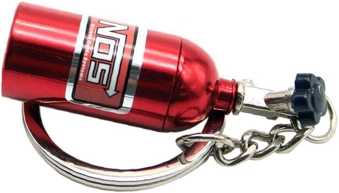 – Creative Stylish NOS Mini Nitrous Oxide Bottle Keyring Key Chain Ring Keyfob Stash Turbo Keychain Red