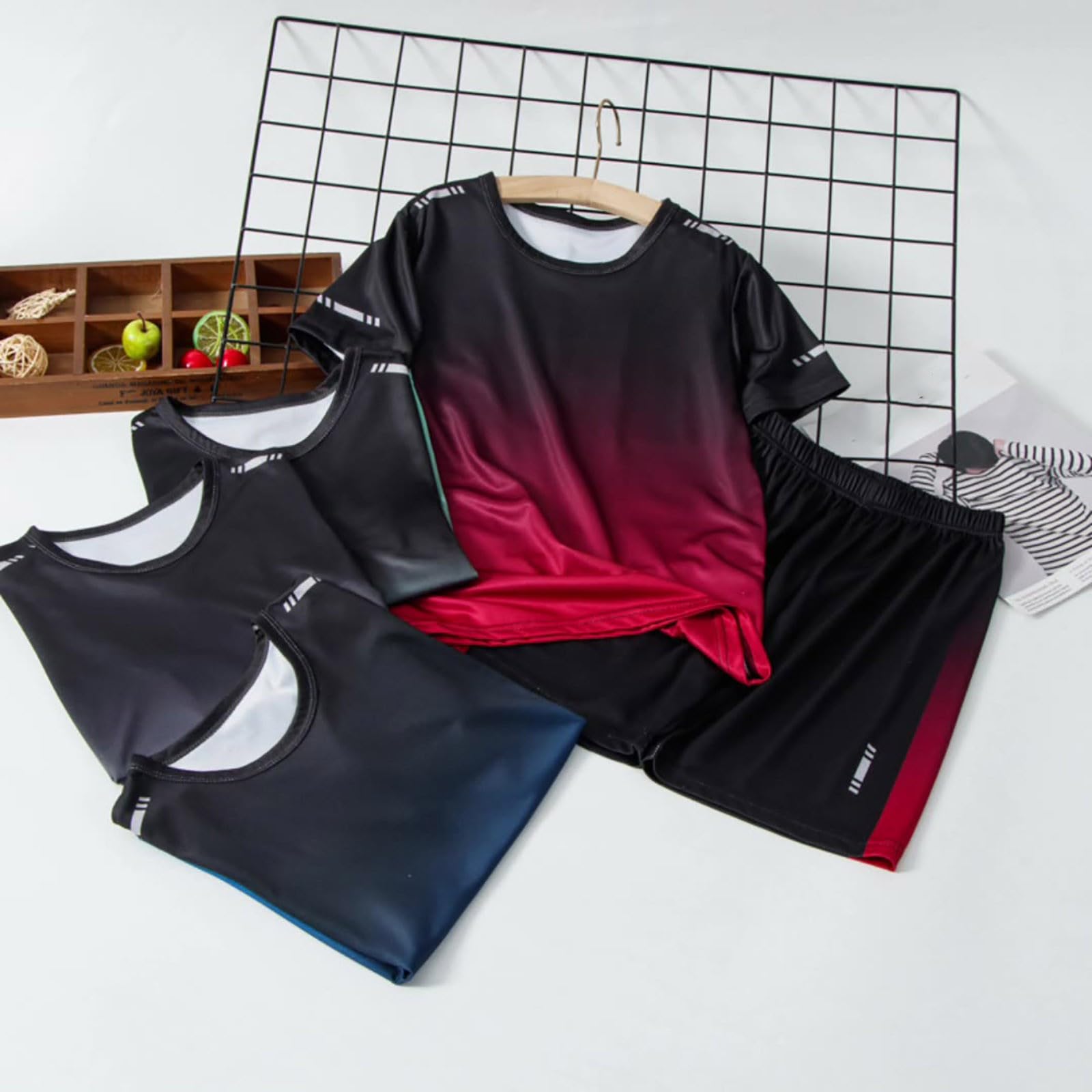 Conjunto completo de ropa de verano para niños camisetas manga corta y pantalones cortos deportes