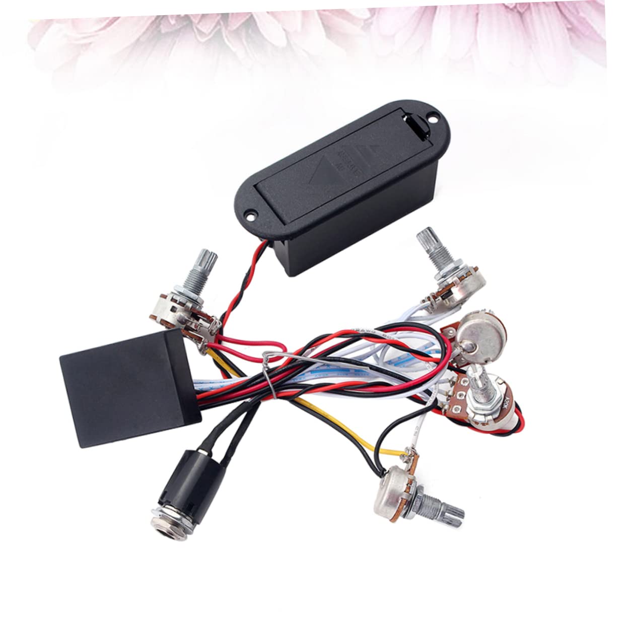 Mikikit 3stücke Band Equalizer Für Bassgitarre Eq Vorverstärker Mit Tonregelung Kabelbaum Und Aktiven Pickups Geeignet Für Verschiedene Bassgitarre-modelle Schwarz