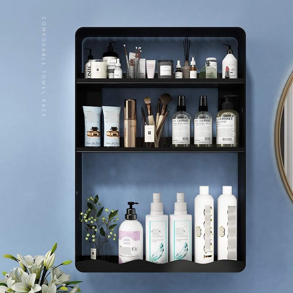 Makeup Organizer Punch-Free Toilet Rack Skin Care Product Organizer Wall-Mounted Multi-Layer Cosmetic Vanity Rack On The Wall Vanity Bathroom Storage Rack Cosmetics Storage Box