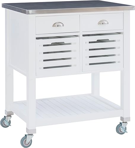 Linon Carrito de cocina blanco Hudson,