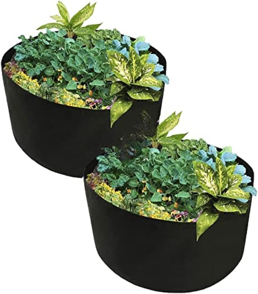 Round Plant Grow Bag, Large Fabric Aeration Pots Container, Raised Bed Bag for Herb Flower Vegetable (150 Gallon)
