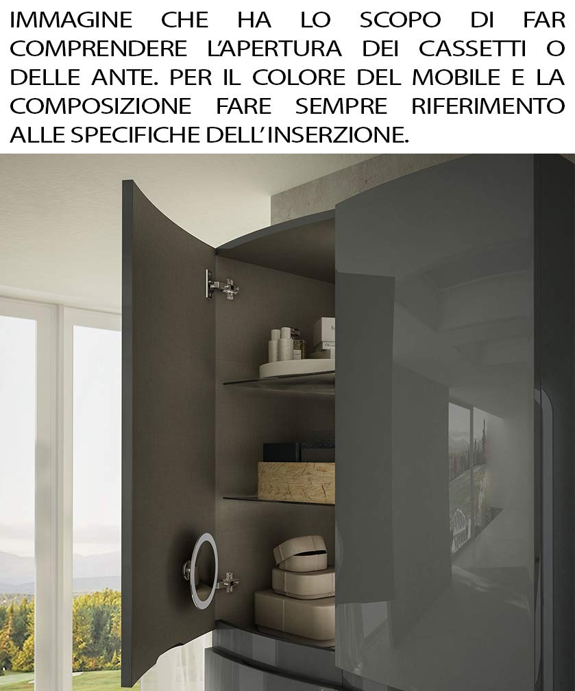 Mobile bagno sospeso Vague bianco, cm 104, con lavabo in vetro e colonna