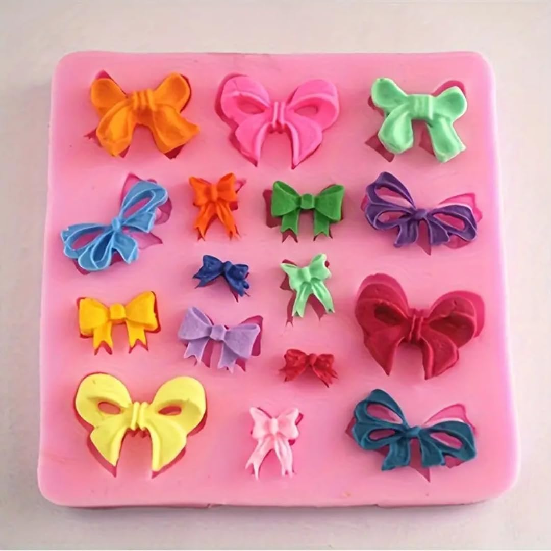 Skytail 16 Mini Bows Silicone Fondant Mold Cute Bow Ribbon Bowknot Molds for Chocolate Sugar Candy Cake Pop DIY Cake Decorating Cupcake Topper Jelly Ice Cube Polymer Clay Crafts Soap Resin Mold-picture-30