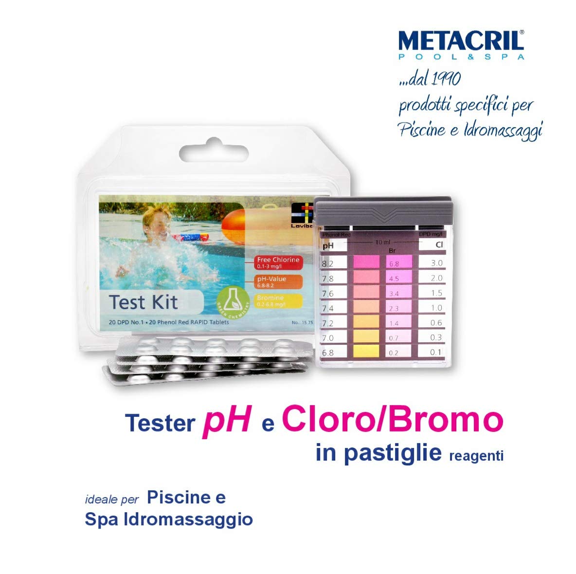 Metacril Easy Kit Cloro, Trattamento Completo per Piscina e Spa - 3 Kg | a Base di Cloro, in Pastiglie da 20 gr, per Piscina e Spa Idromassaggio di Tutte le Marche