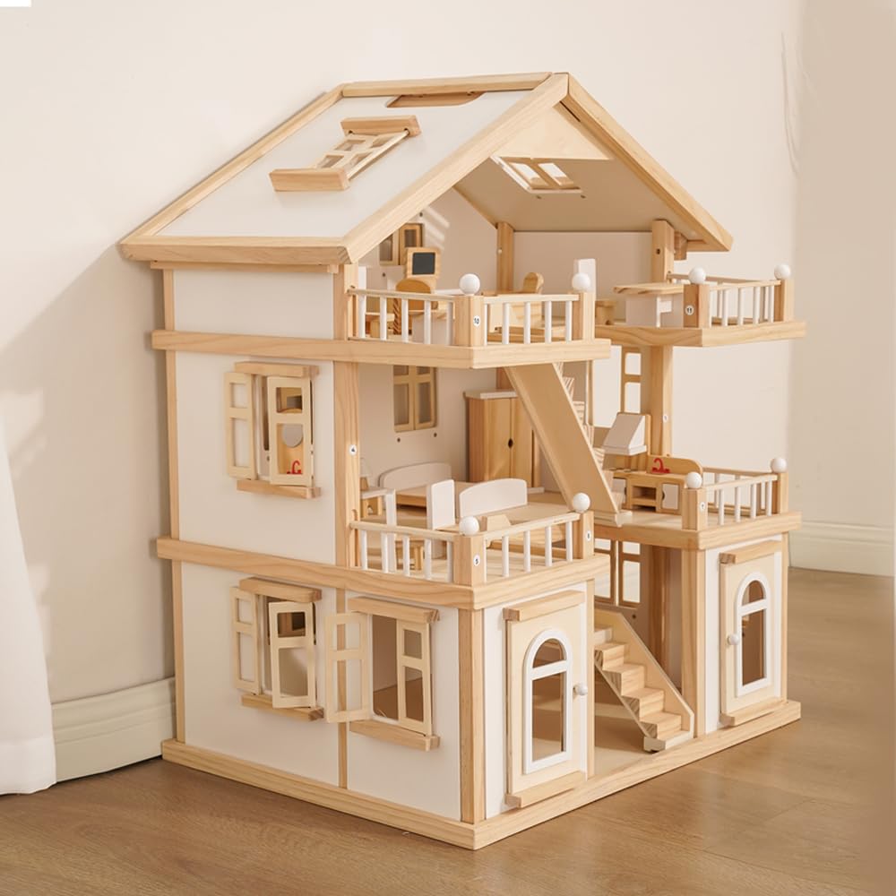介様❤  １２月 ブライスドールハウス  ホワイト 3面中二階 Amazon.co.jp: 3階建てシミュレーションヴィラ、家具付きドールハウス