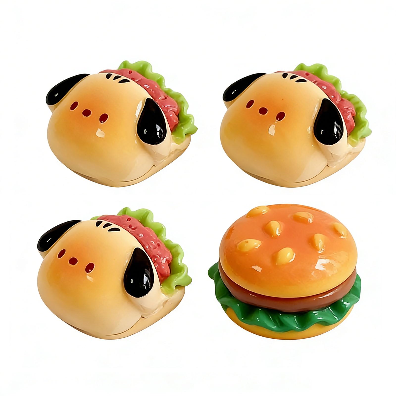4PCS Handcrafted Resin Keycap Stickers Puppy Hamburger Design for Mechanical Keyboards Typing Comfort Resin Keycaps Decals