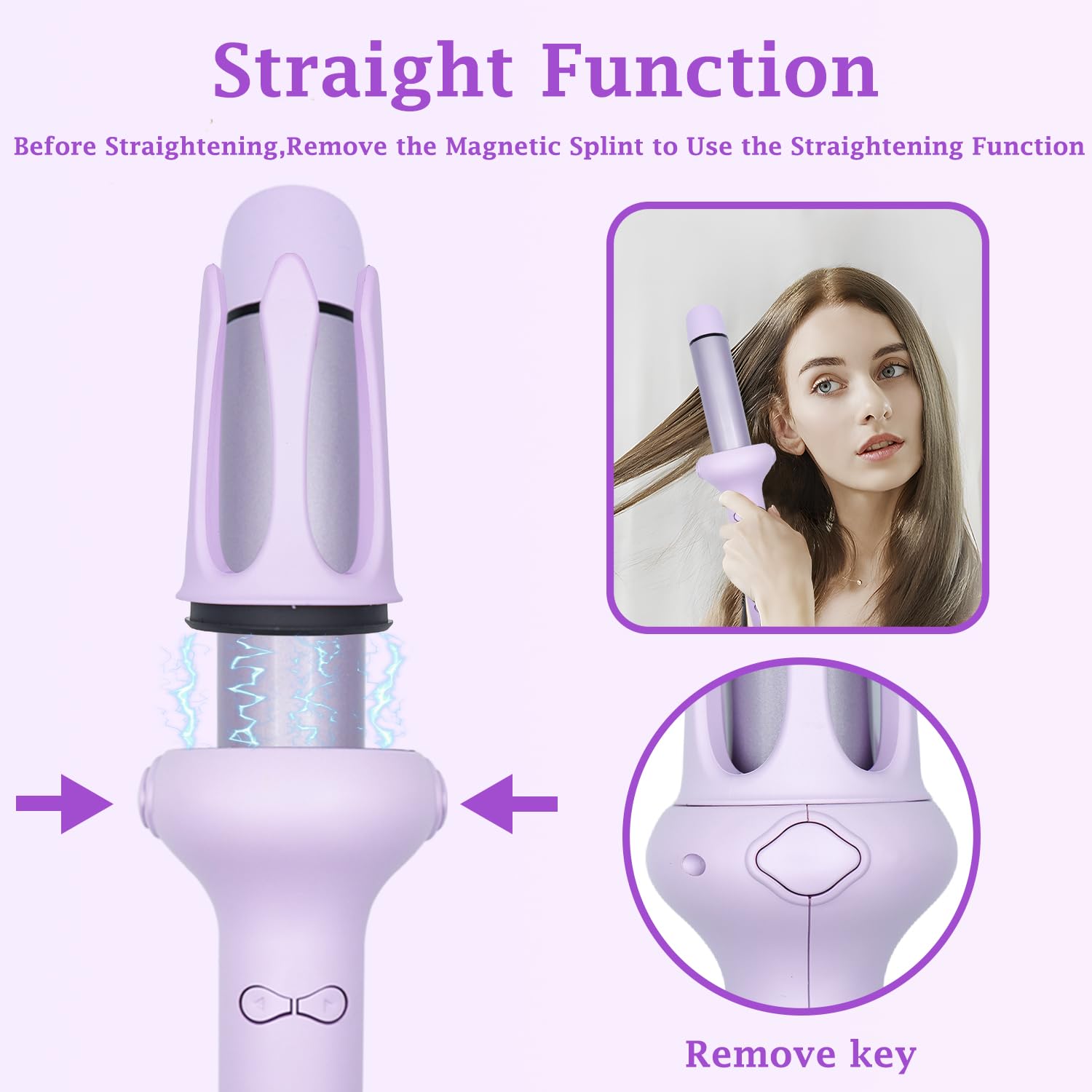 Fer à Friser, Boucleur Automatique 2 en 1 avec fonction de lissage, 32mm, grandes ondulations, 3 températures réglables Chauffage rapide, bigoudis pour cheveux longs
