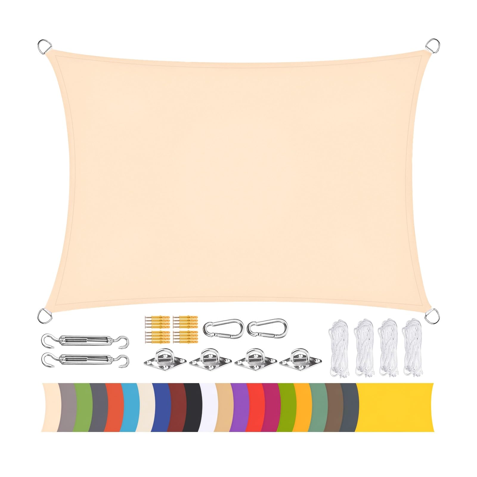 Voile d'ombrage rectangulaire 4x4m crème en tissu Oxford 420D imperméable pour terrasse