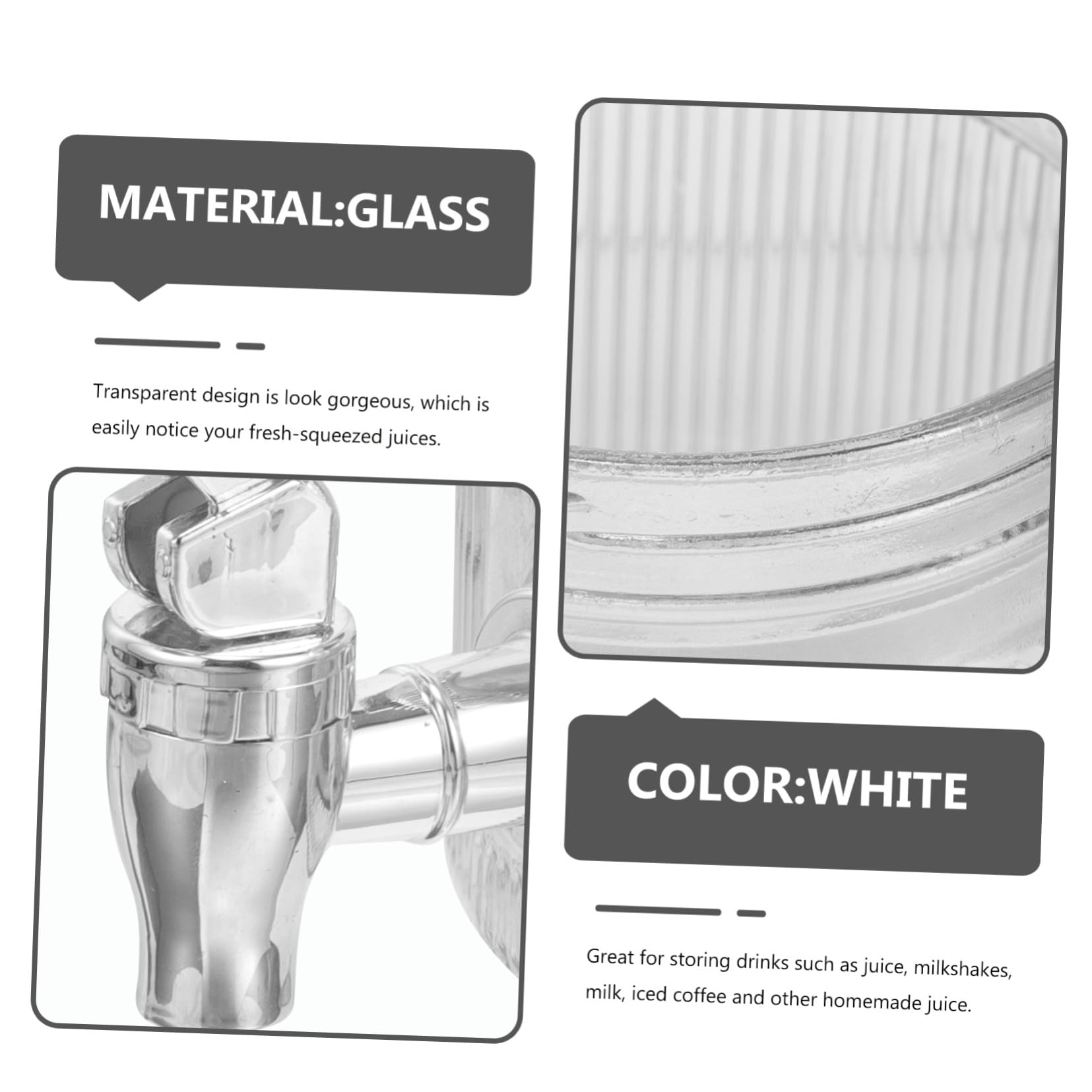 Grifo de Vidrio Dispensador de Bebidas Blanco 2,8 L