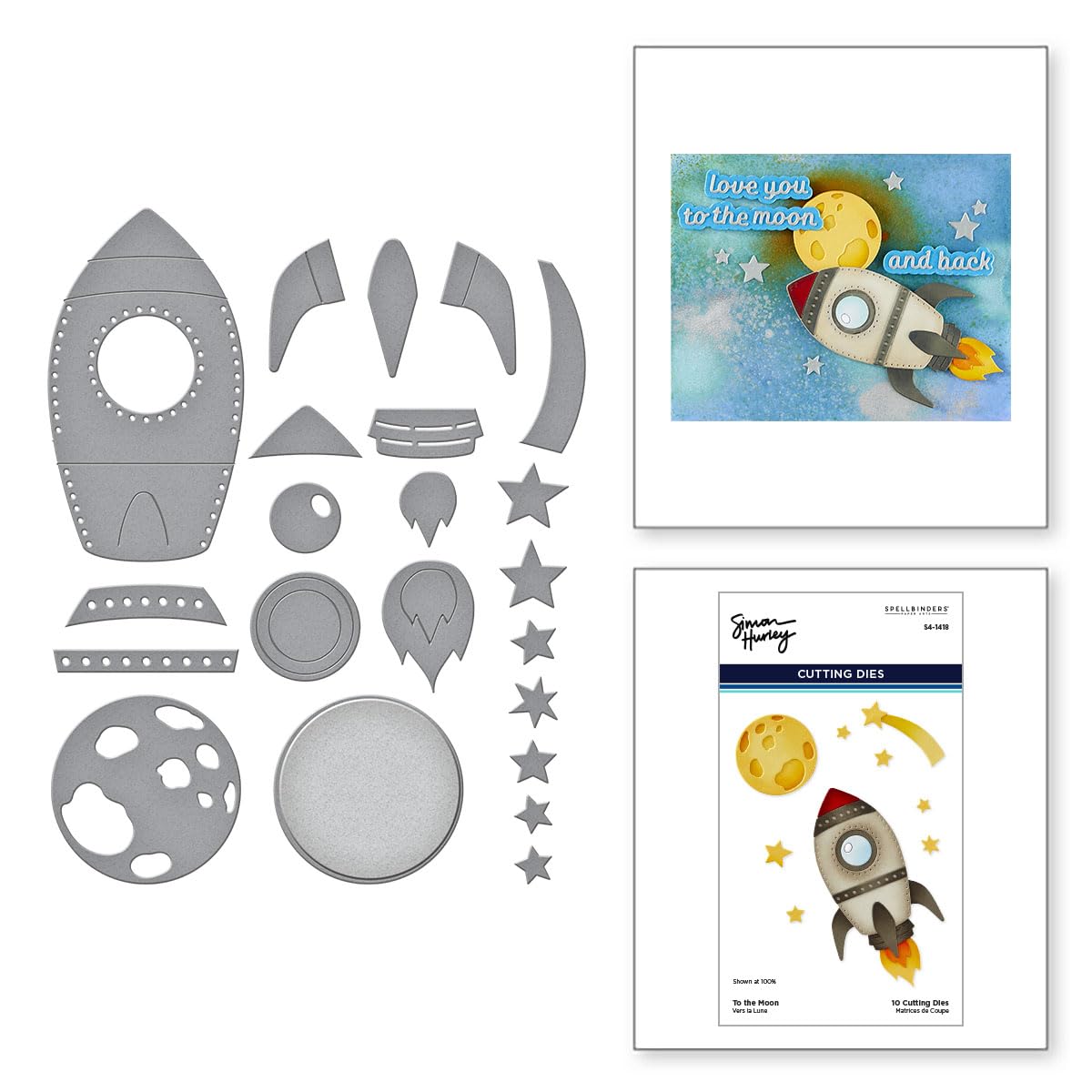 Spellbinders Metal To The Moon Etched Dies From The Simon's Space Adventure Collection By Simon Hurley