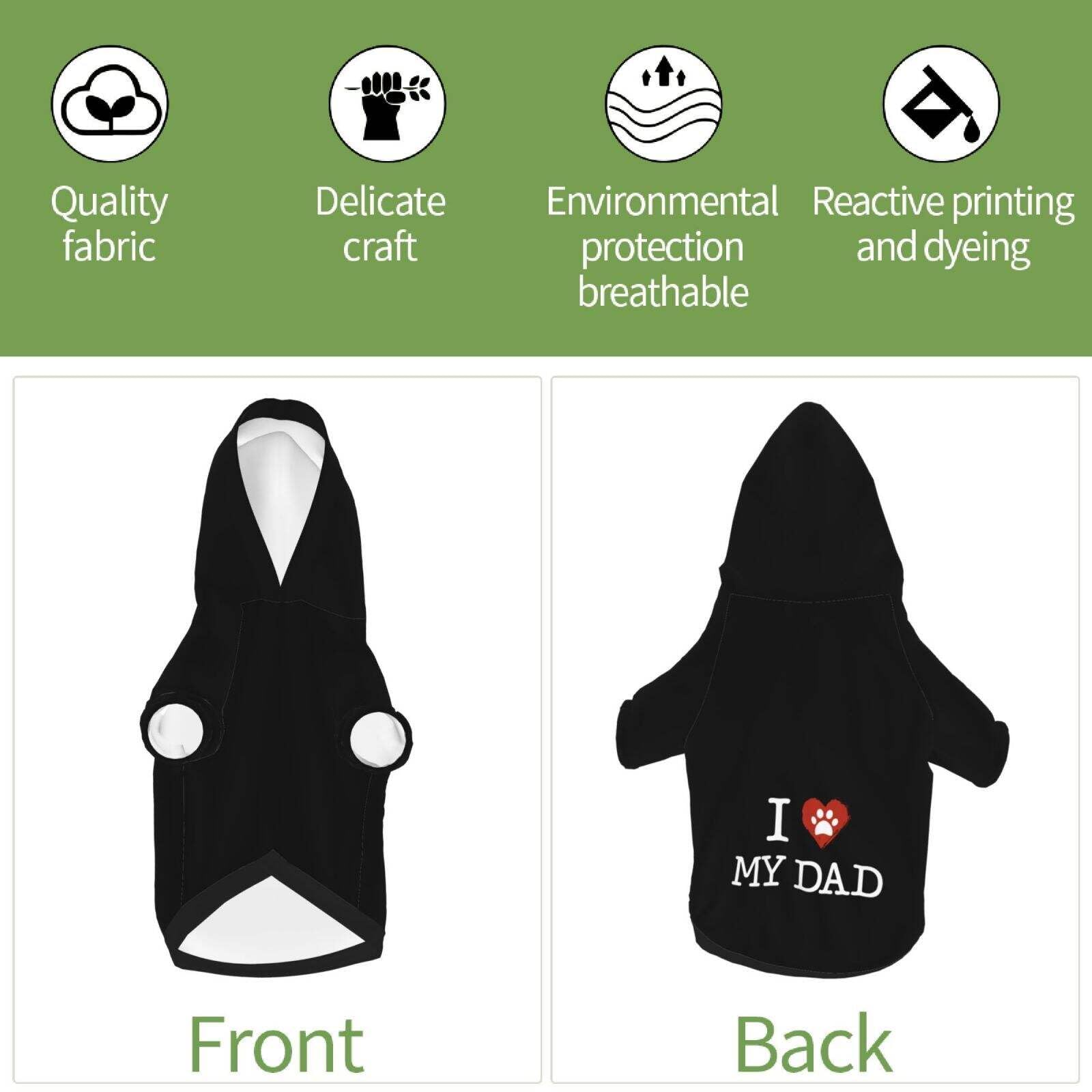 I Love My Dad Dog Hoodie Pet Clothes for Small Cat Soft Funny Pet Apparel Supplies, HO6, Large - Image 4