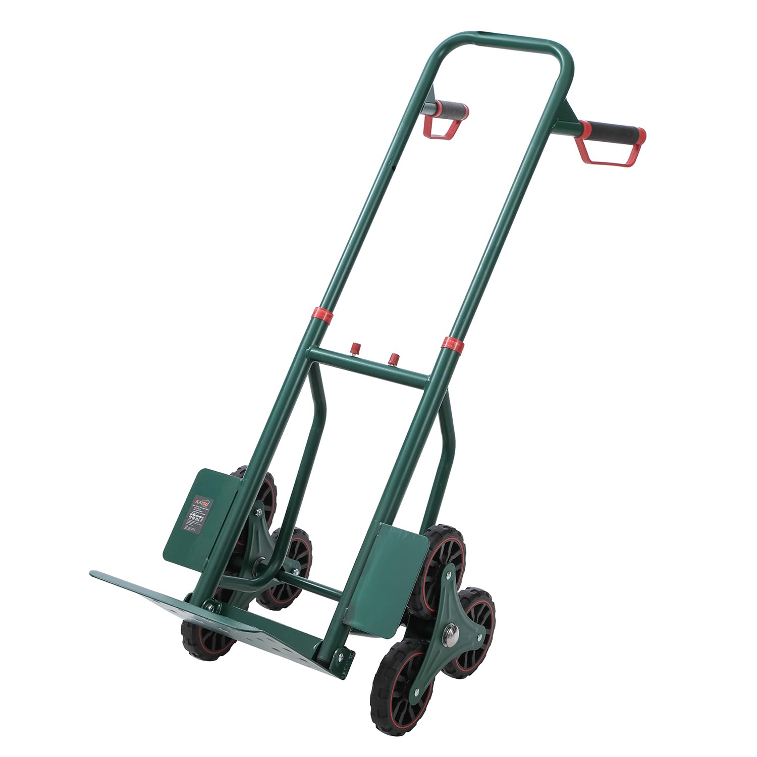 KATSU Tools Carretilla de mano plegable para subir escaleras, carga de 150 kg, 6 ruedas, altura ajustable, mango telescópico, carrito de entrega de paquetes de carga