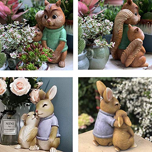 Liushi Garden Statue Decorations Outdoor, Rabbit/Squirrel Sculptures Home Decor Modern Ornaments, Resin Home Patio Craft Simulation Animal Decoration,B #TOP5