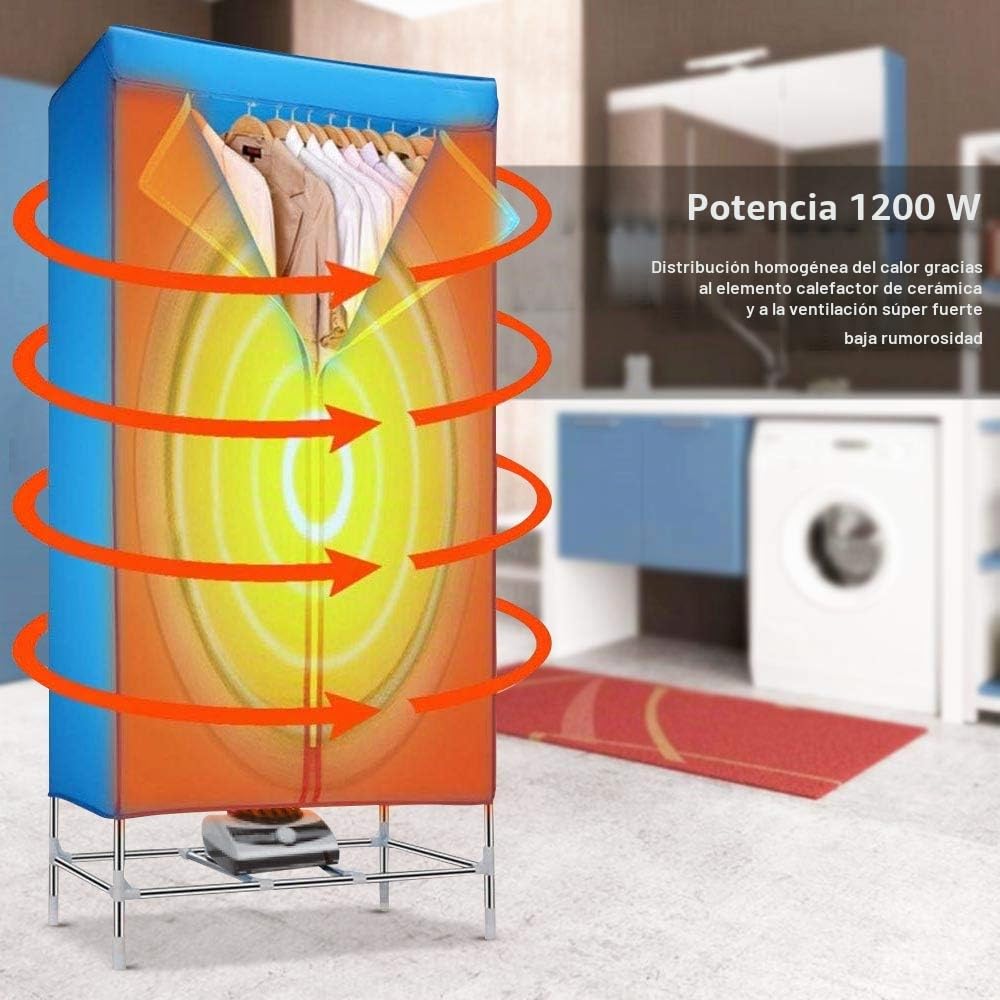 Bakaji Secadora eléctrica de armario, secador de ropa de aire caliente, potencia 1200 W con temporizador, 180 min, dimensiones 65 x 45 x 138 cm