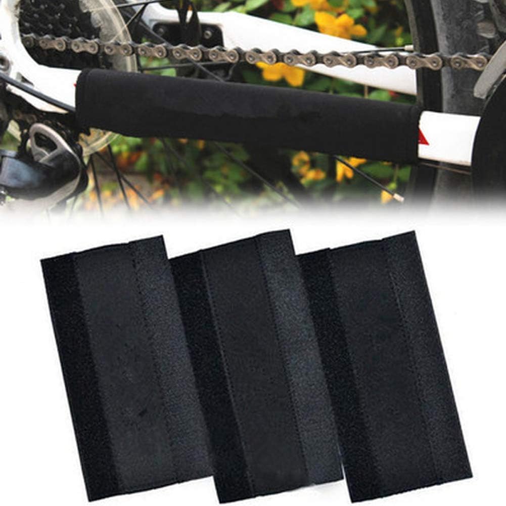 3 Pcs Bike Chainstay Protector Bicycle Frame Chain Nylon Protective Guard Pad Black 8.25" x 4"