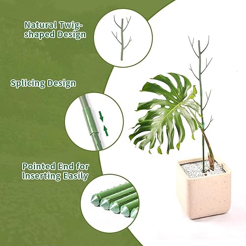Miniatura 6 de April'sWorld Estacas de soporte para plantas en macetas de interior, estacas de soporte ajustables de 27 pulgadas, estacas de enrejado para plantas