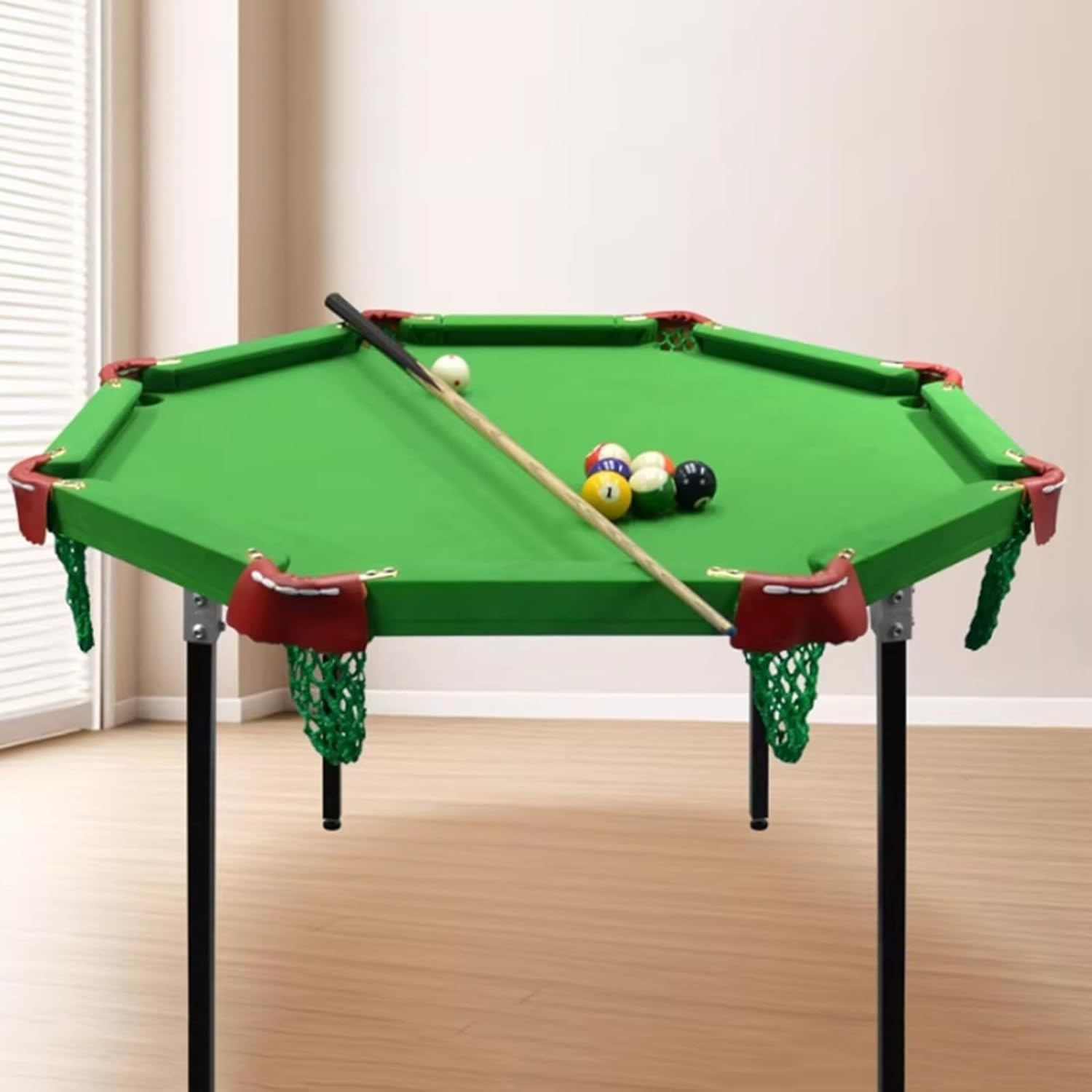 Space-Saving Portable Pool Table, Compact Billiard Table with Complete Game Kit, Ideal for Indoor Outdoor Family Fun, Small Home & Apartment Entertainment