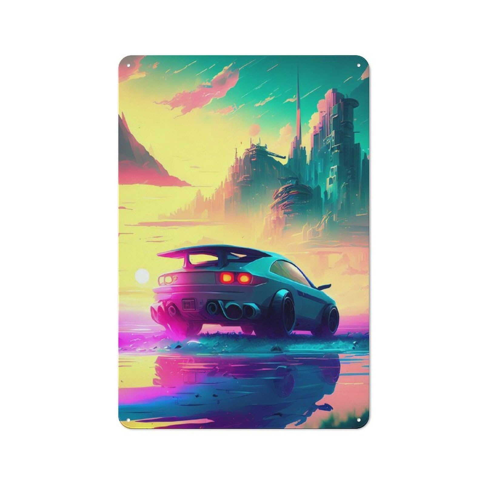 Junmoney Retro Car 3 Rustic Metal Sign 30X20cm Featuring For Hallway Wall, A Decorative Gift For A Newly Furnished Hallway
