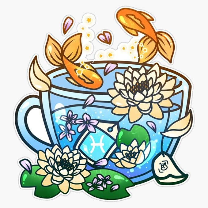 Pisces Zodiac Teacup Sticker Vinyl Waterproof Sticker Decal Car Laptop Wall Window Bumper Sticker 5