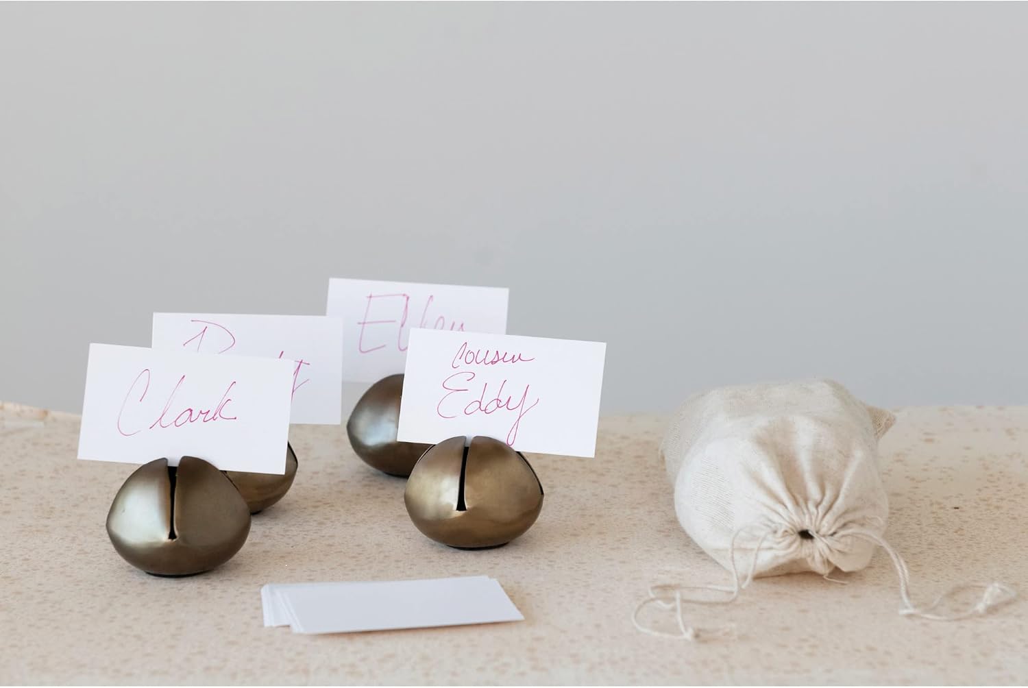 Creative Co-Op 2.5" Metal Bell Place Card Holders with Cards