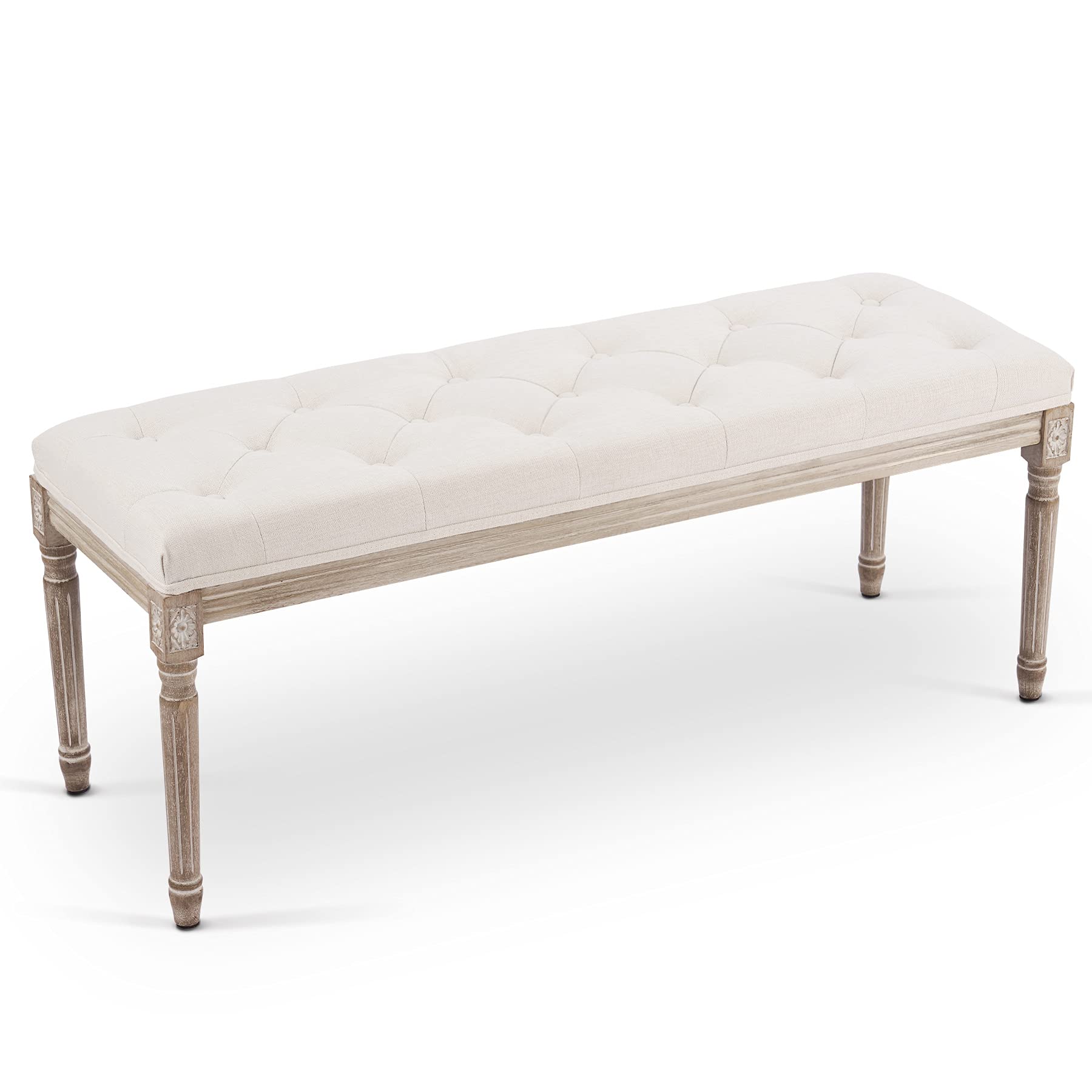 VONLUCE Taburete para Pie de Cama Tapizada en Tela 120x40x46CM Banco de Entrada en Estilo de Vintage Banqueta para Dormotorio y Salón (120x40x46CM)