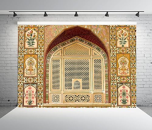 BELECO 10x8ft Fabric Indian Palace Backdrop India Jaipur Fort Religious Hindu Architecture Hinduism Background for Photograph Indian Themed Travel Party Decorations Baby Shower Photo Shooting Props