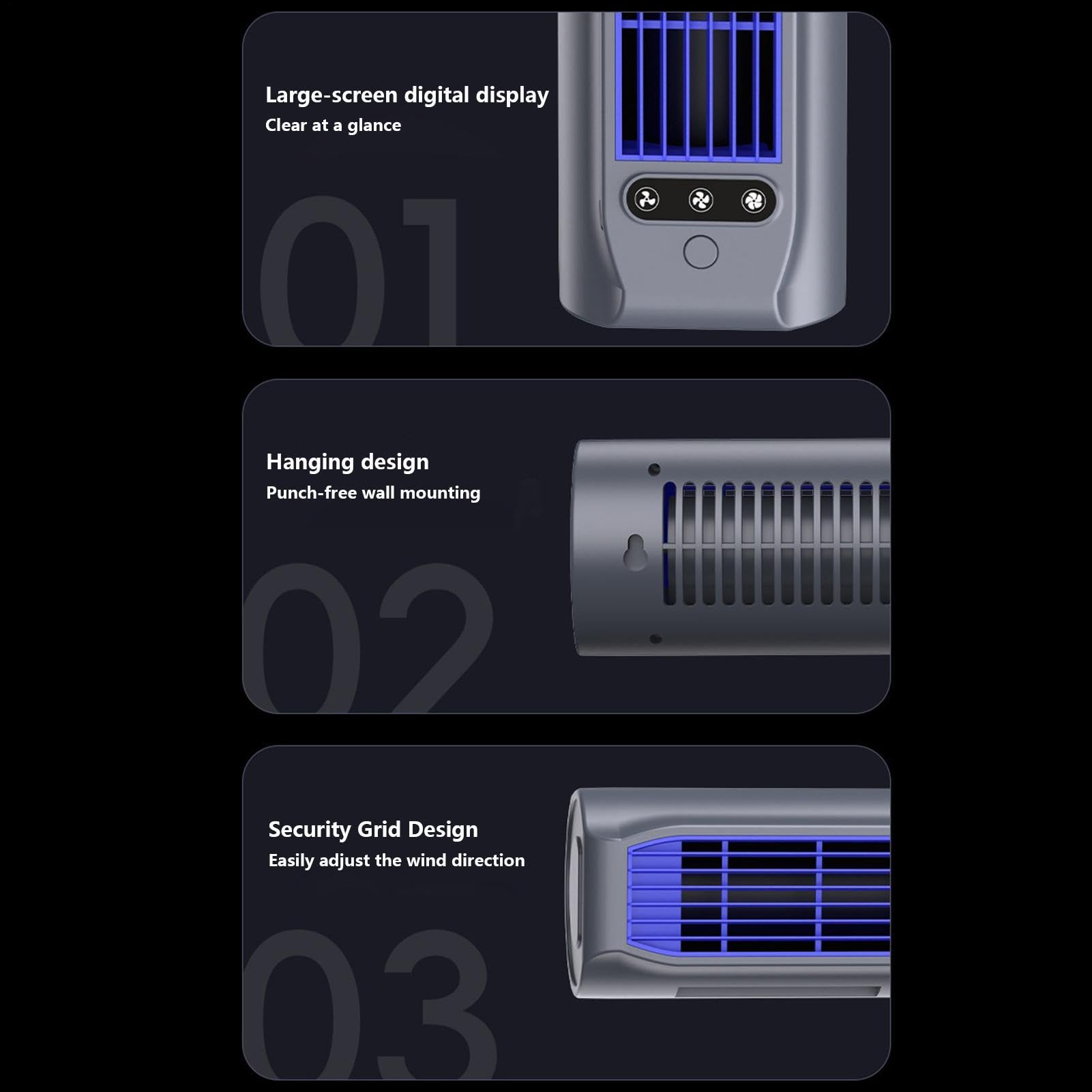 Ventilatore Scrivania Ventilatore USB Ricaricabile a 3 Velocità con Porta | Ventilatore Da Scrivania Da 30,5 Cm Per Ufficio per ufficio, casa, camera da , cucina, interni, scrivania