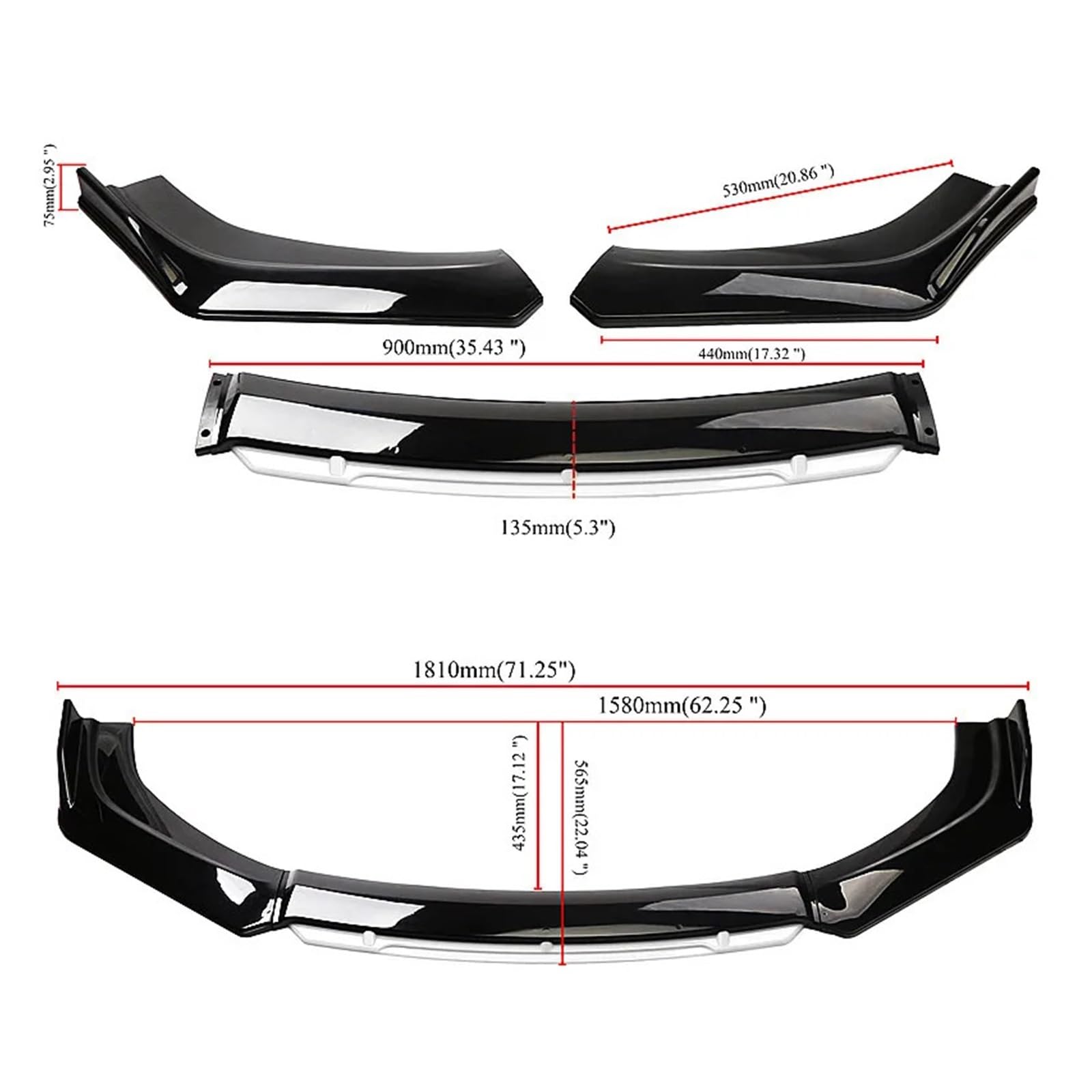 Uniwersalny spoiler Do Audi A3 A4 A6 Q3 S3 S4 S6 B6 B7 B8 | B8.5 Przedni Dokładka przedniego zderzaka