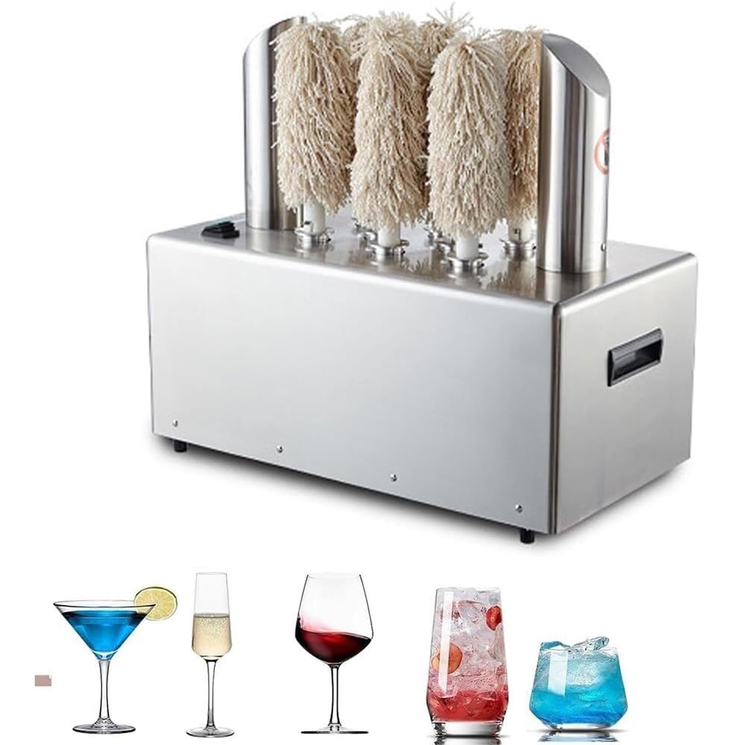 Máquina pulidora eléctrica de vidrio, pulidora comercial de copas de vino, pulidora de tela para copas de champán, pulido de alta eficiencia para cristales y vasos