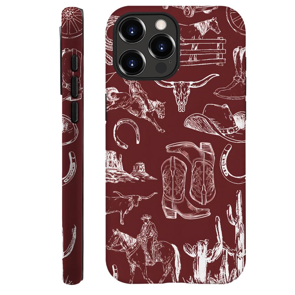 Compatible with iPhone 15 Pro,Anti-Scratch Frosted Case Cover,Collage Country Cowboy